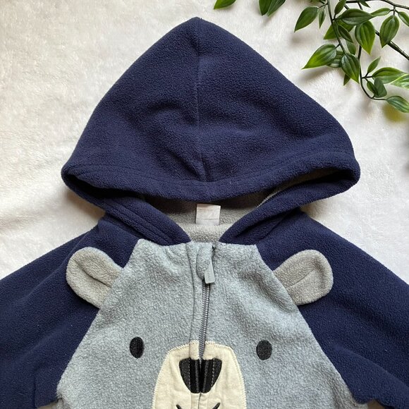 Old Navy Bear Grey Blue Fleece Bunting 18-24M Toddler Winter Wear - Picture 2 of 16